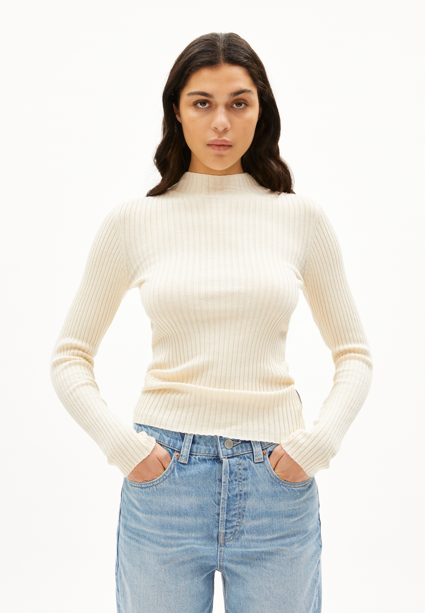 Armedangels ALAANIA KNIT SWEATER  Pullover Slim Fit aus Bio-Baumwolle in oatmilk Armedangels ALAANIA KNIT SWEATER  Pullover Slim Fit aus Bio-Baumwolle in oatmilk