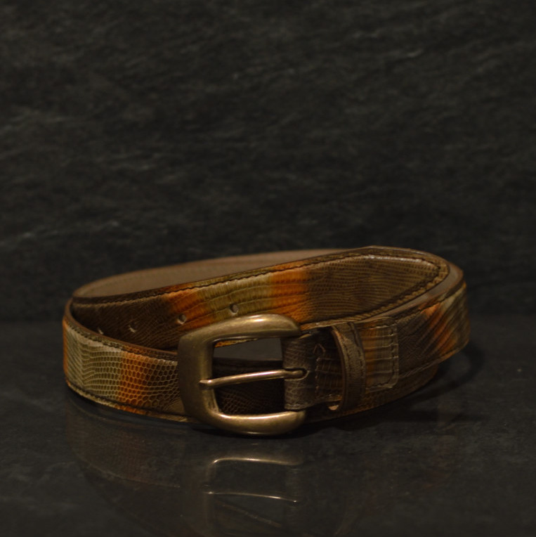 Ralph Gladen Lizard Gürtel Breite 3,0cm in braun orange / Eidechsenleder