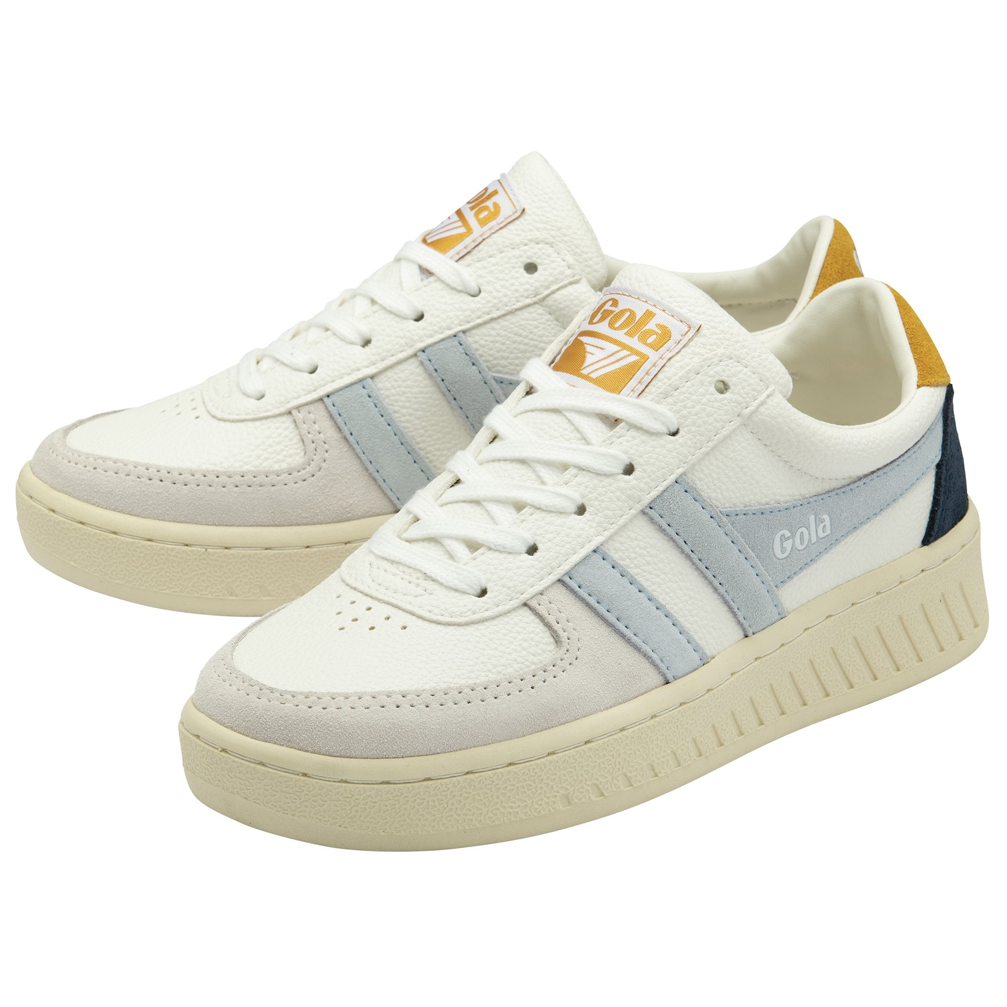  Gola Classics Women's Grandslam Trident Trainers Sneaker in White/Ice Blue/Sun