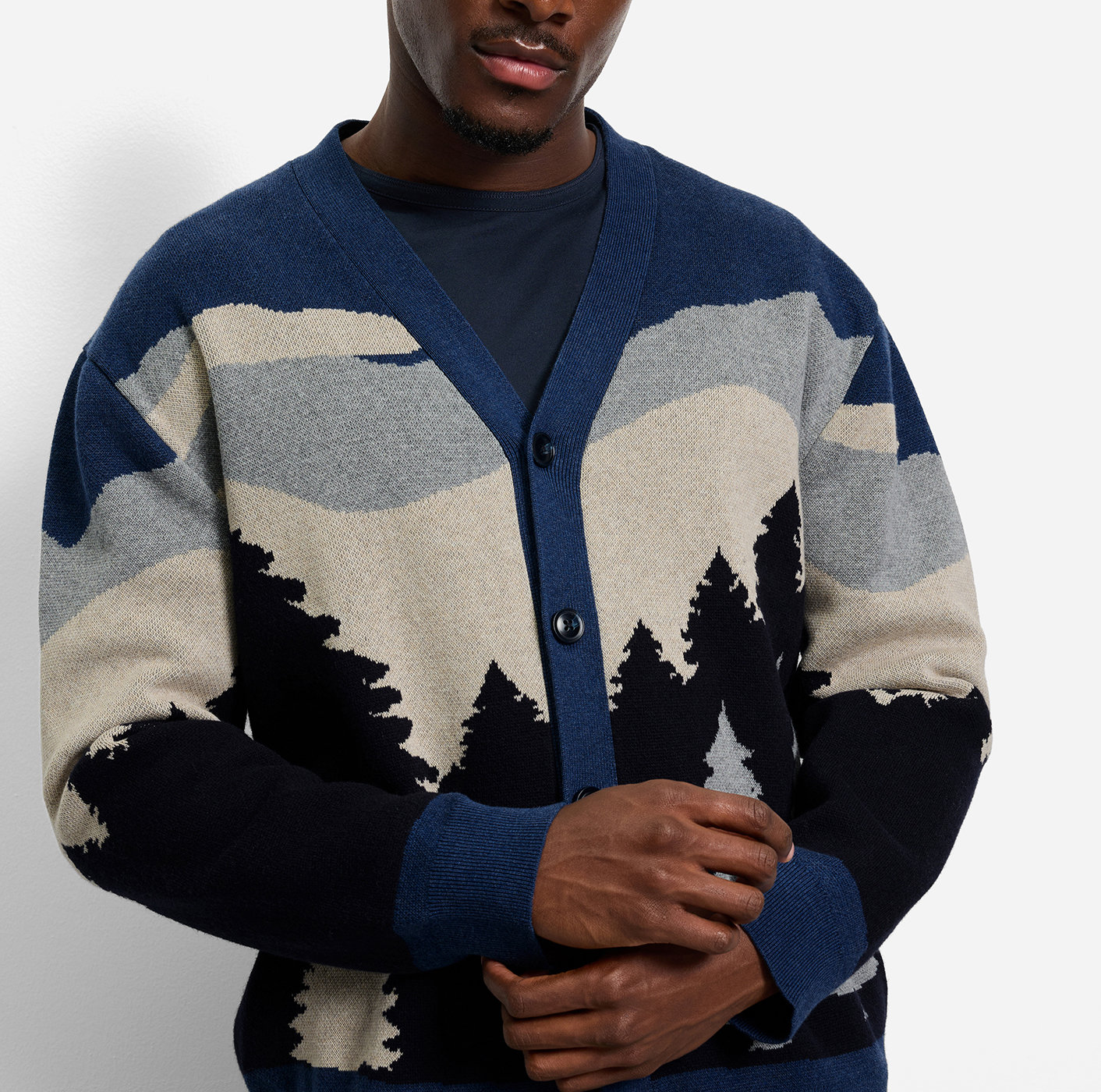 OLYMP Casual Strick Strickjacke aus der Kollektions  Mountain Traveller Marine