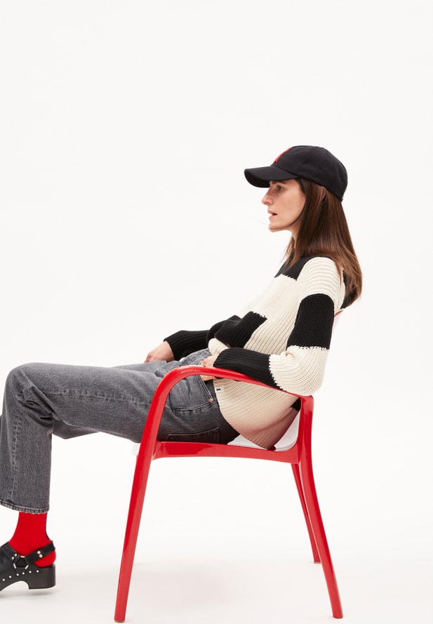 Armedangels NURIAAS BLOCKSTRIPES Pullover Loose Fit aus Bio-Baumwolle undyed black Armedangels NURIAAS BLOCKSTRIPES Pullover Loose Fit aus Bio-Baumwolle undyed black