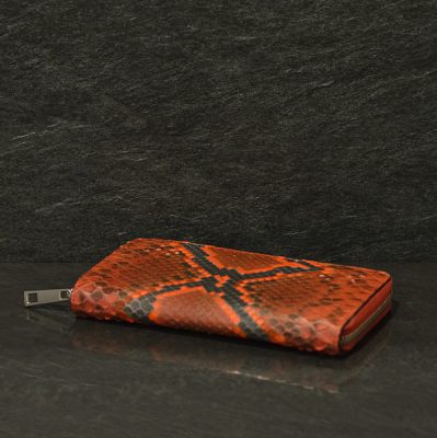 Ralph Gladen Pythonleder Zippwallet Schlangenleder Geldbörse in Plasma Orange