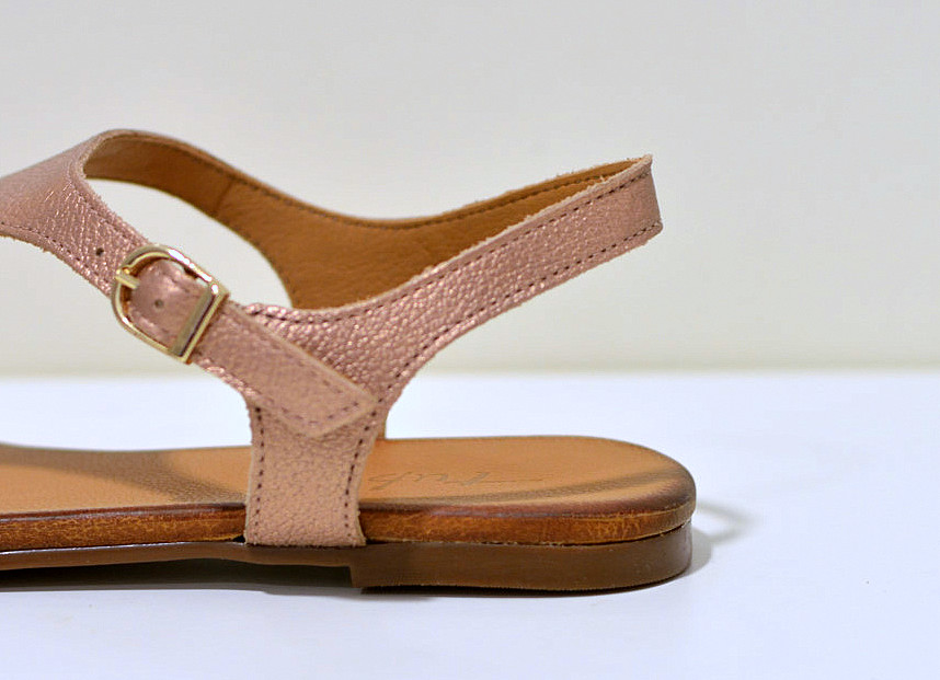 Tube leichte Sommer Zehensandalen aus Glatleder mit Gelsohle rose metallic