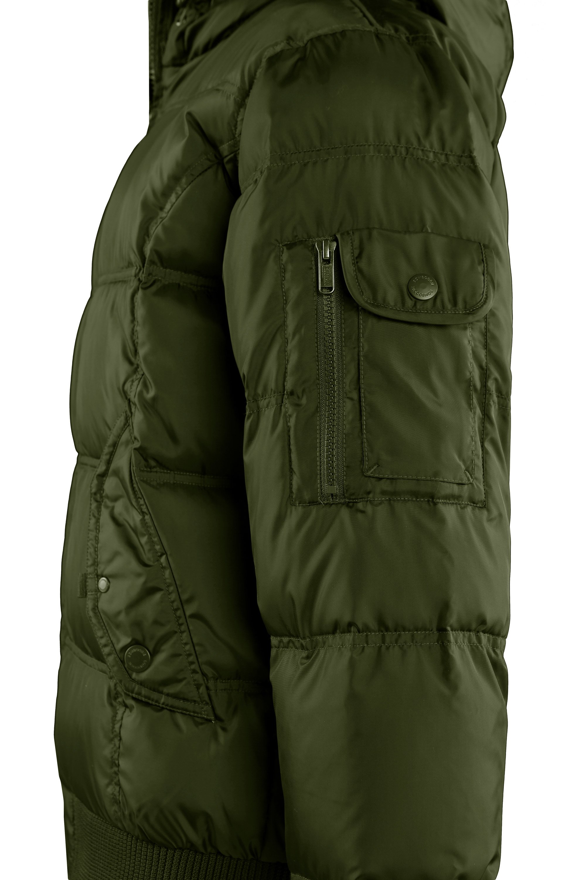 BomBoogie Daunen Bomberjacke mit echtem Pelz in grün BomBoogie Daunen Bomberjacke mit echtem Pelz in grün