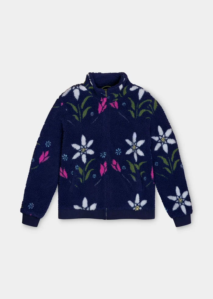 Bavarian Caps - FS33-1 Teddy Blouson "Eisblume" - marine Fleecejacke für Damen