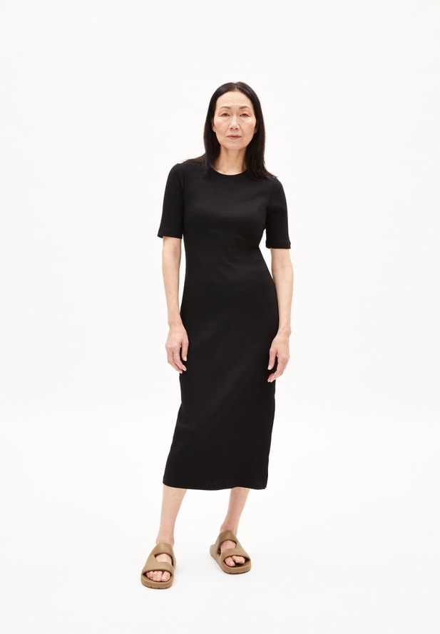 Armedangels  SEHAA Ripp-Kleid Regular Fit aus Bio-Baumwoll Mix in schwarz