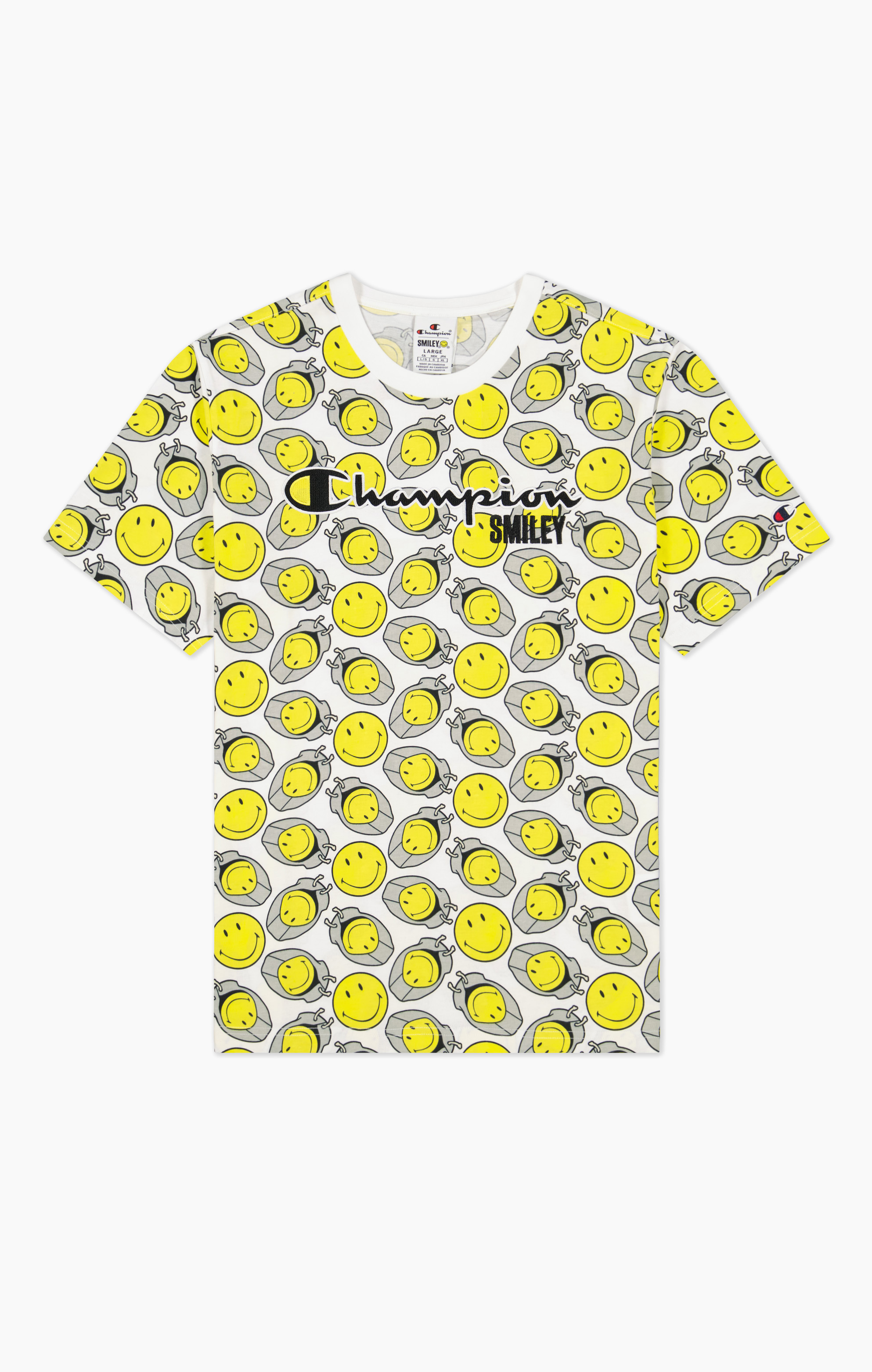 Champion x Smiley Allover T-Shirt in weiß  zum 50 Geburtstag von Smiley 1972-2022