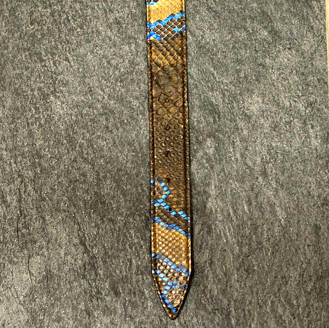 Ralph Gladen Schlangenledergürtel Python Breite 3,5cm in braun / blau