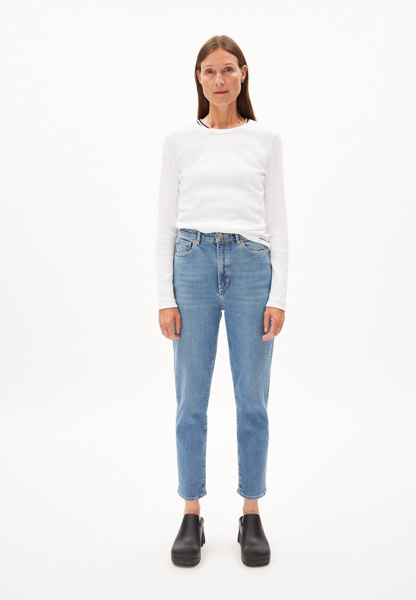 JAALIA Ripp-Longsleeve Regular Fit aus Bio-Baumwoll Mix in weiß JAALIA Ripp-Longsleeve Regular Fit aus Bio-Baumwoll Mix in weiß