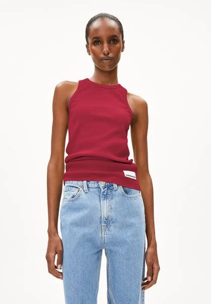 Armedangels KANITAA - Damen Ripp-Top aus Bio-Baumwoll Mix in red ash