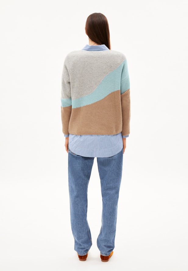 Armedangels MIYAAS MULTICOLOR Strick Pullover Loose Fit aus Bio-Woll Mix light grey melange-icy mist Armedangels MIYAAS MULTICOLOR Strick Pullover Loose Fit aus Bio-Woll Mix light grey melange-icy mist