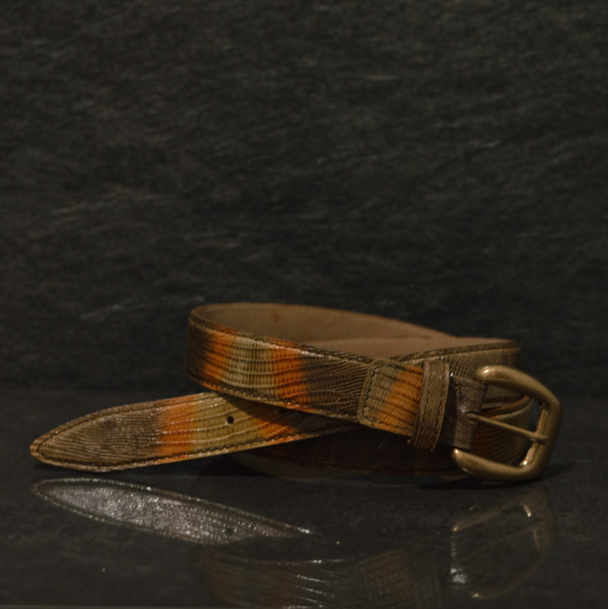 Ralph Gladen Lizard Gürtel Breite 3,0cm in braun orange / Eidechsenleder