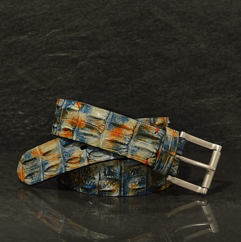 Fausto Colato Krokodilleder-Gürtel in der Sonderbreite 4,5cm multi / Coccodrillo