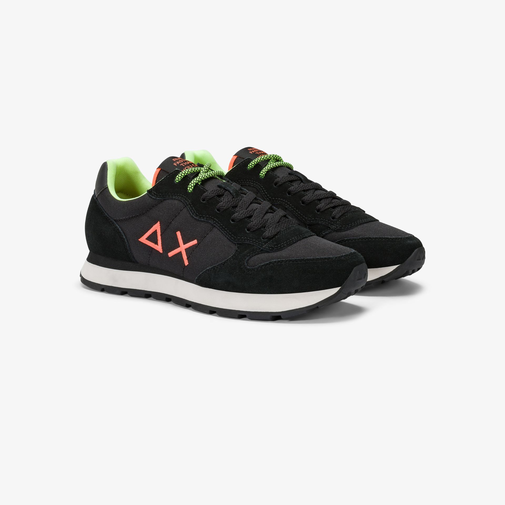 SUN68 Tom Sneaker with fluorescent logo in schwarz