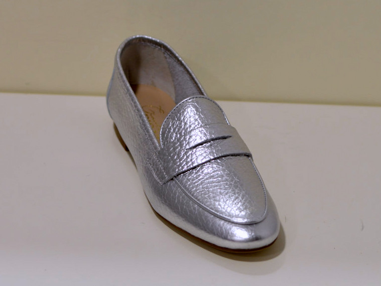 Gianluca Pisati Moccasins / Loafer Adele aus feinstem Kalbsleder  in silber / Bot Lam Argento 