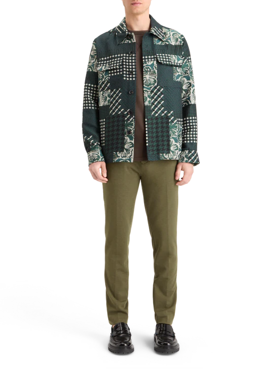 Scotch&Soda MEN soft jersey Mott - knitted slim fit chino in Moss Green Melange