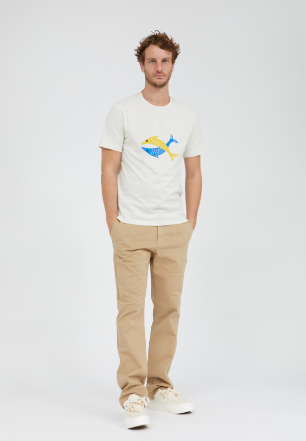 Armedangels JAAMES FISH T-Shirt aus 100% Bio-Baumwolle light linen Armedangels JAAMES FISH T-Shirt aus 100% Bio-Baumwolle light linen