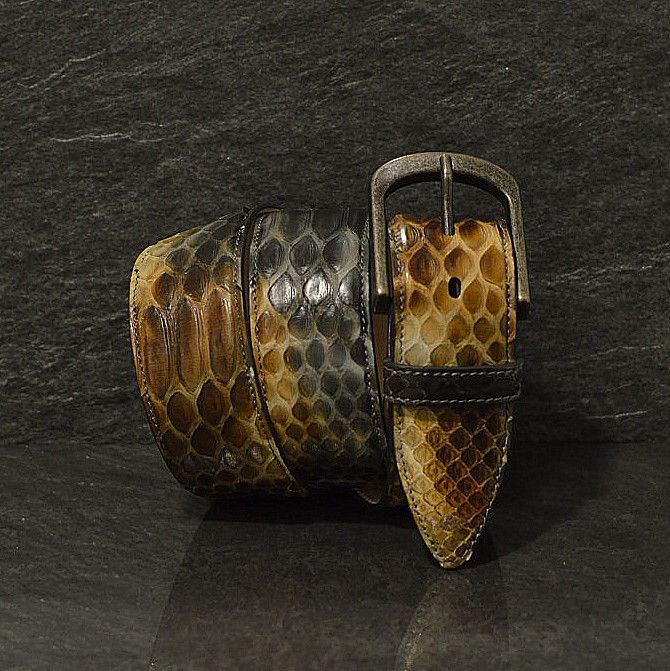Ralph Gladen Schlangenleder-Gürtel Python Sonderbreite 4,5cm weichen Übergängen