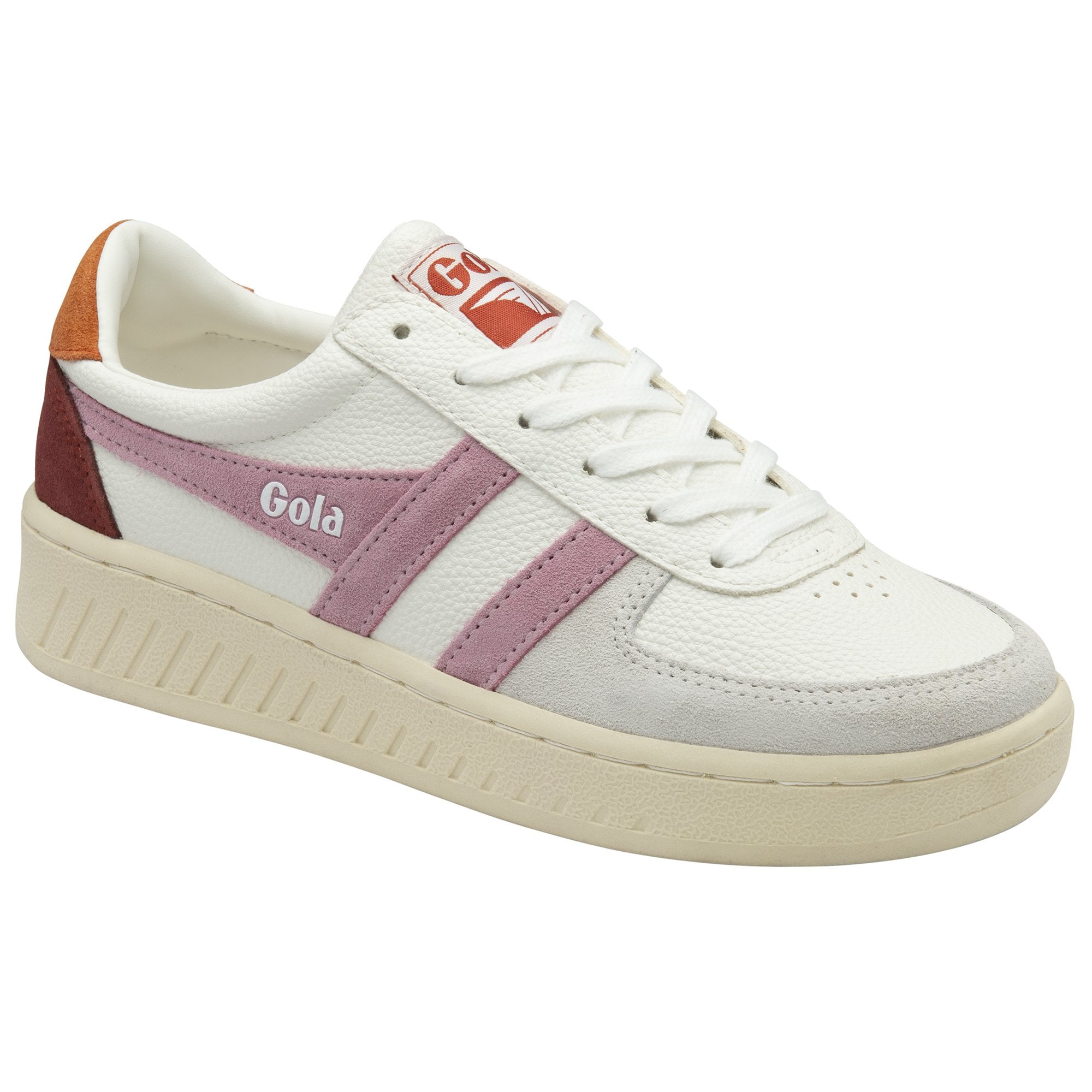 Gola Classics Women's Grandslam Trident Trainers Sneaker in White/Candy/Moody Orange 