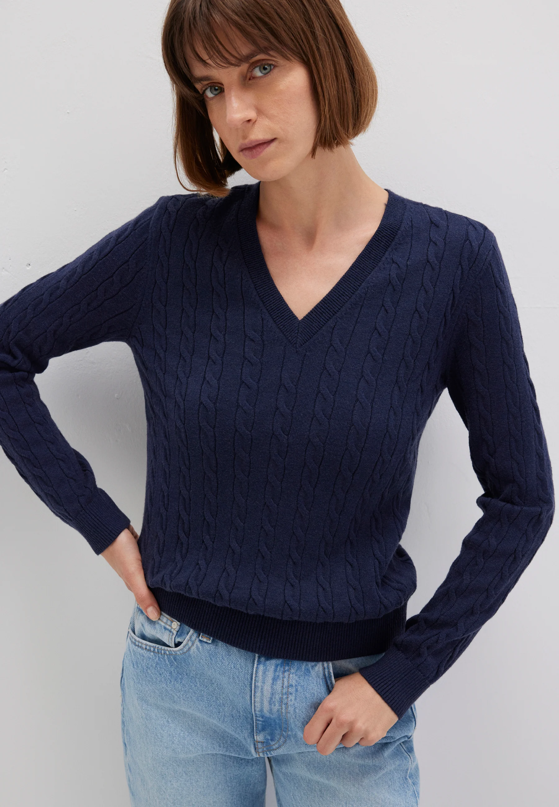 Mavi Pullover LONG SLEEVE V NECK TRICOT | Feinstrick Pullover in blau