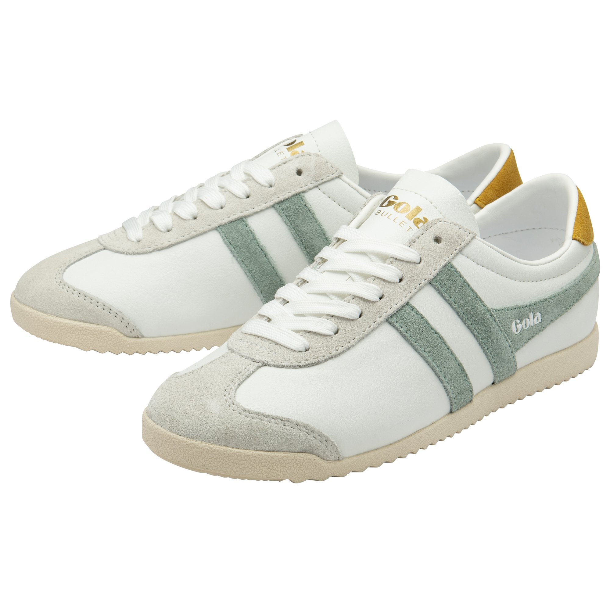 Gola Classics Women's Sneaker Bullet Pure Trainers in White/Green Mist/Sun Gola Classics Women's Sneaker Bullet Pure Trainers in White/Green Mist/Sun