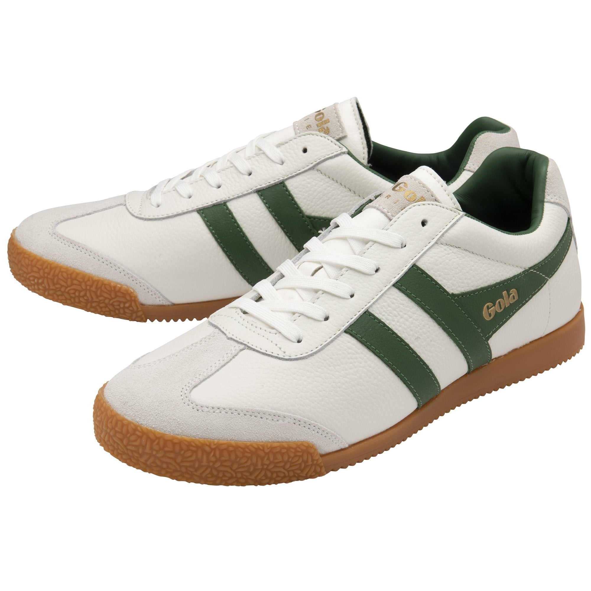 Gola Classics Men's Sneaker Harrier Leather Trainers in White/Green