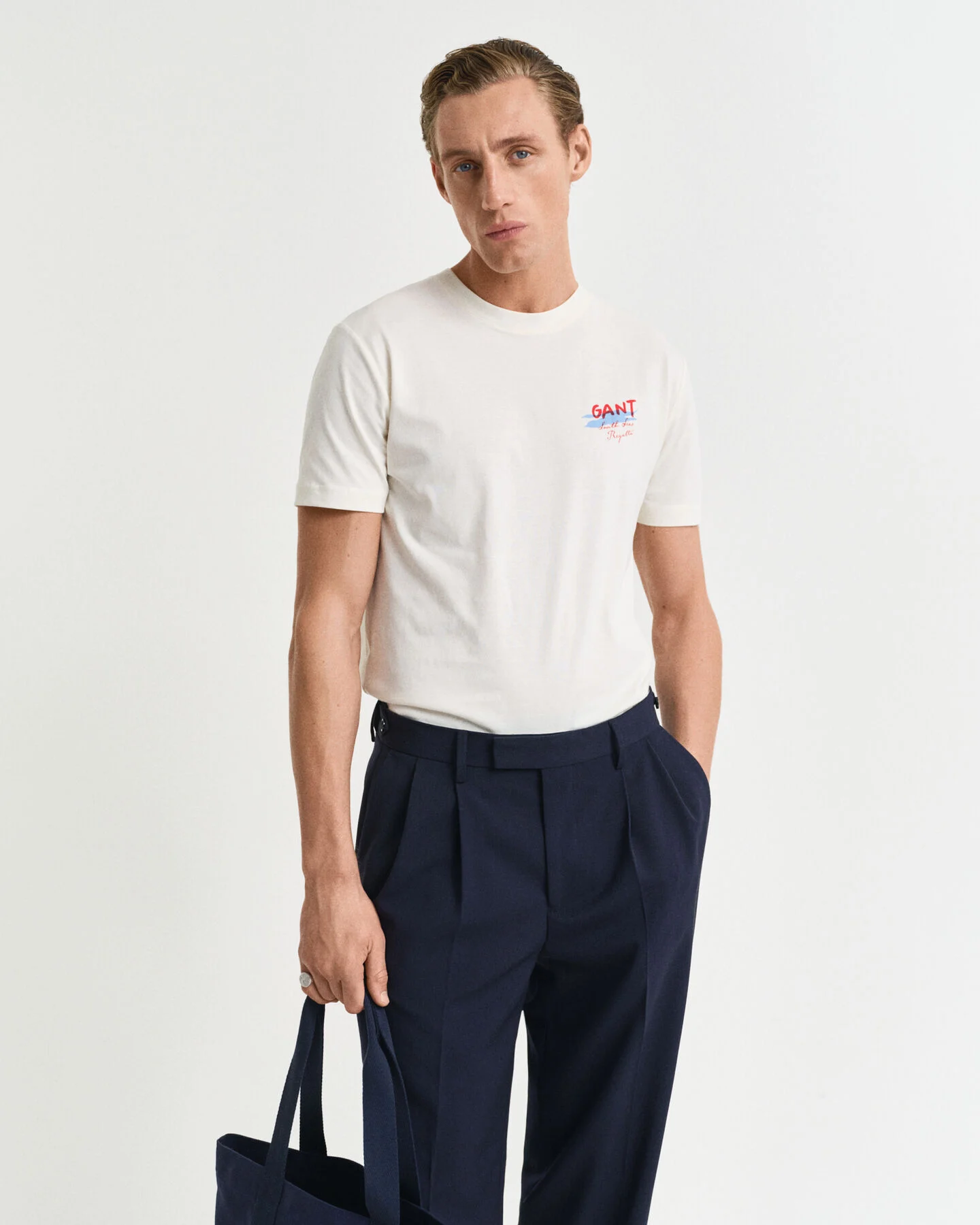 GANT USA Sailing Print Graphic T-Shirt aus Baumwolle in crem