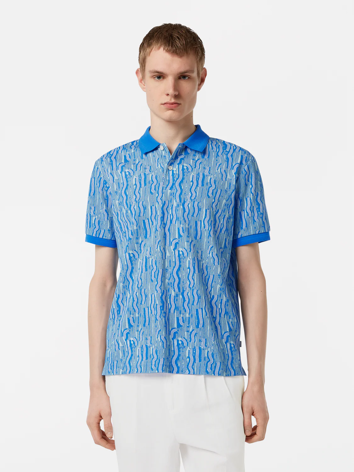 Scotch&Soda Vuur Island Stripe AOP PRINT POLO in blau