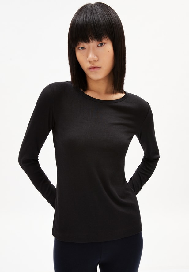 Armedangels  JAALEAA Longsleeve aus TENCEL™ Lyocell Mix in schwarz 