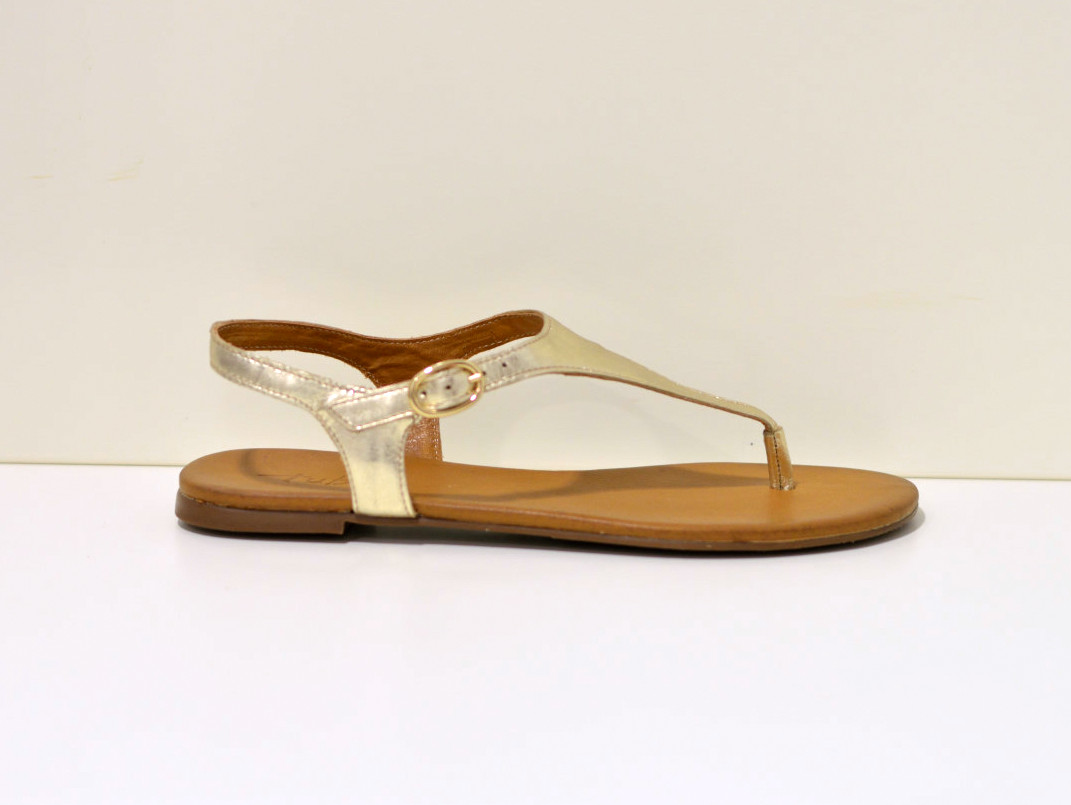 Tube Zehensandalen aus Leder Gold 