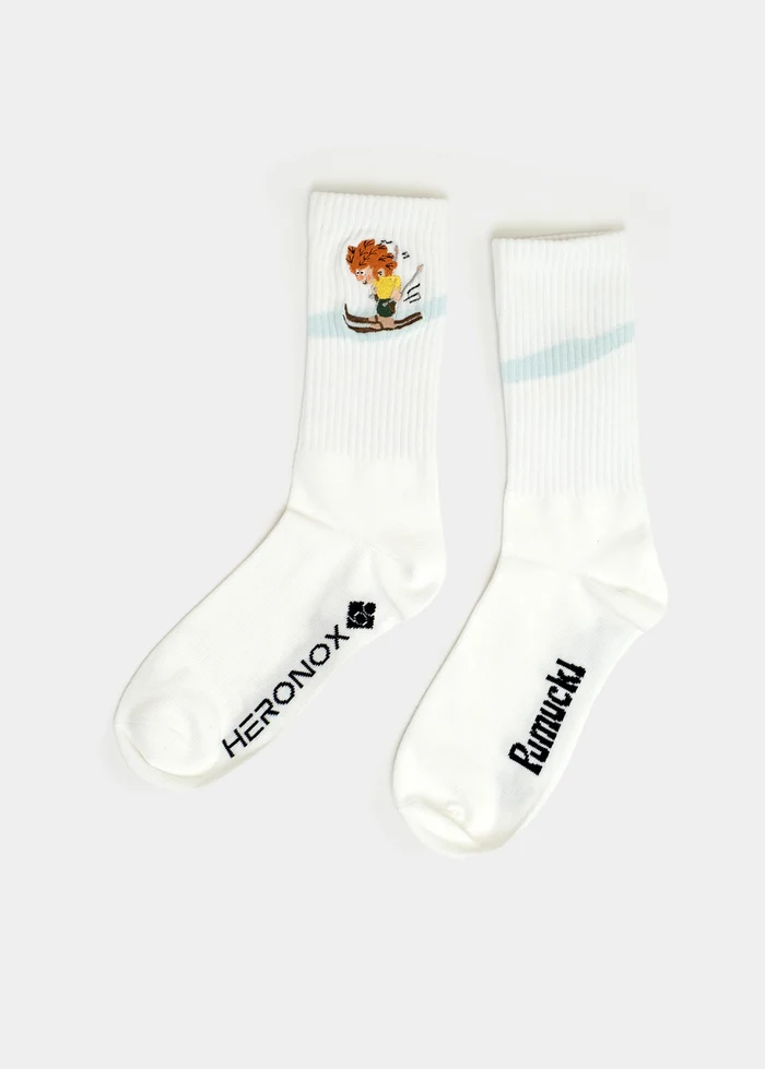 Bavarian Caps - A160-1 Sportsocken "Pumuckl Skirennen" - weiß