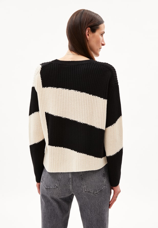  Armedangels NURIAAS BLOCKSTRIPES Pullover Loose Fit aus Bio-Baumwolle undyed black