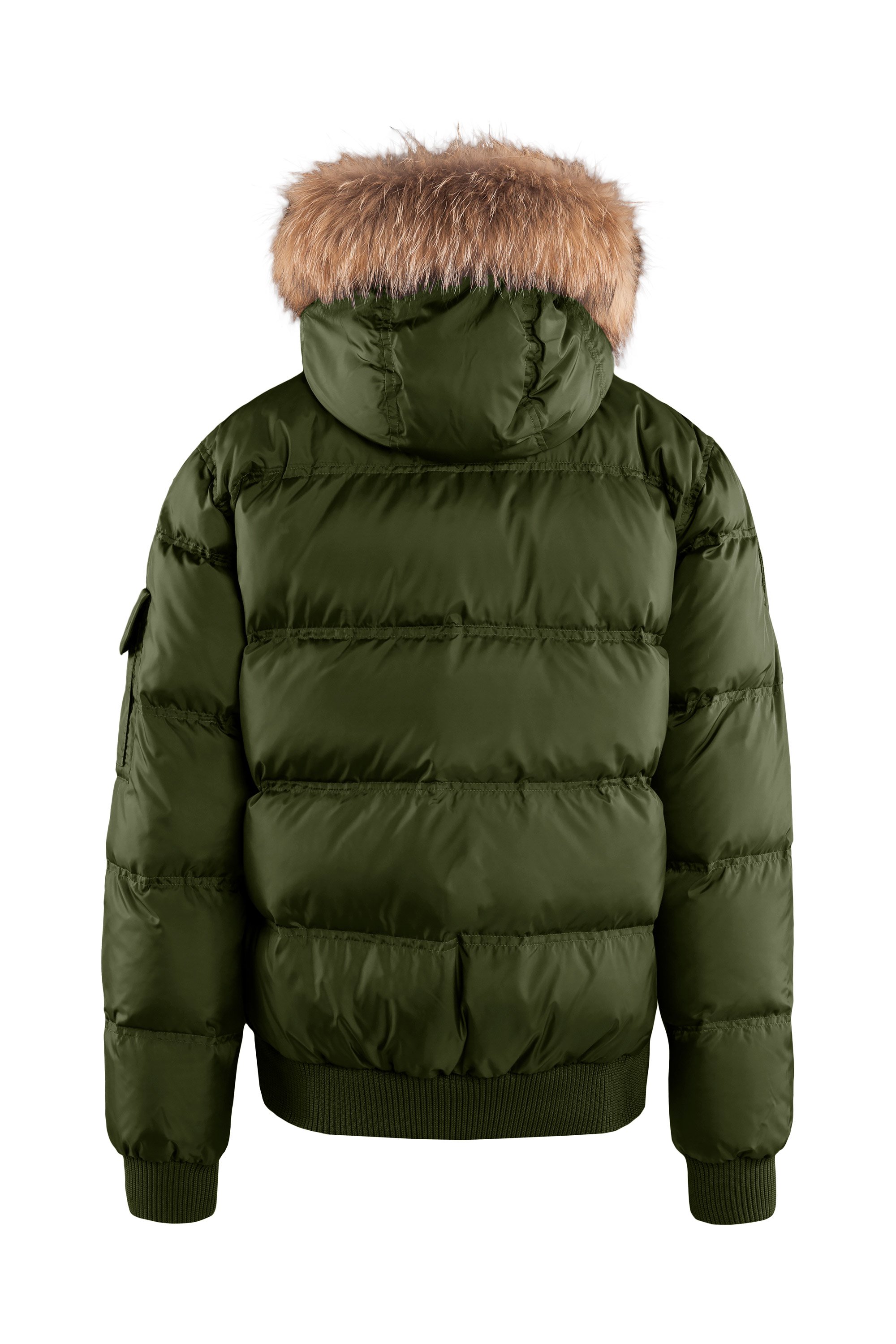 BomBoogie Daunen Bomberjacke mit echtem Pelz in grün BomBoogie Daunen Bomberjacke mit echtem Pelz in grün