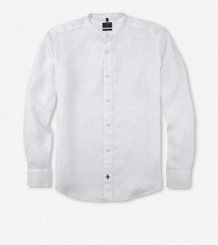 Olymp Casual Freizeithemd aus Leinen, regular fit, Stehkragen, Weiß Hemd
