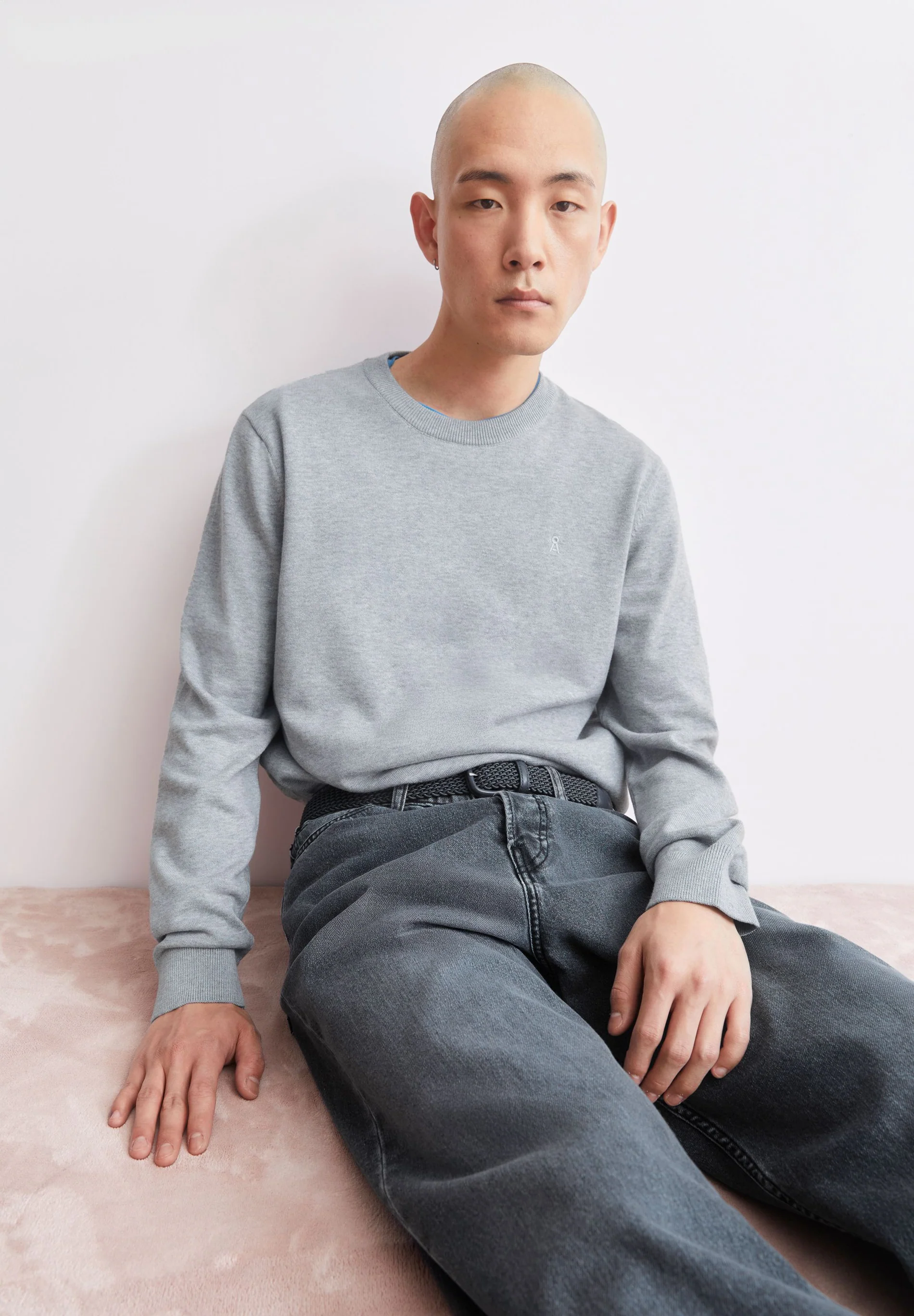 Armedagels LOUKAA STRICKPULLOVER aus 100% Bio-Baumwolle in silver melange / grau