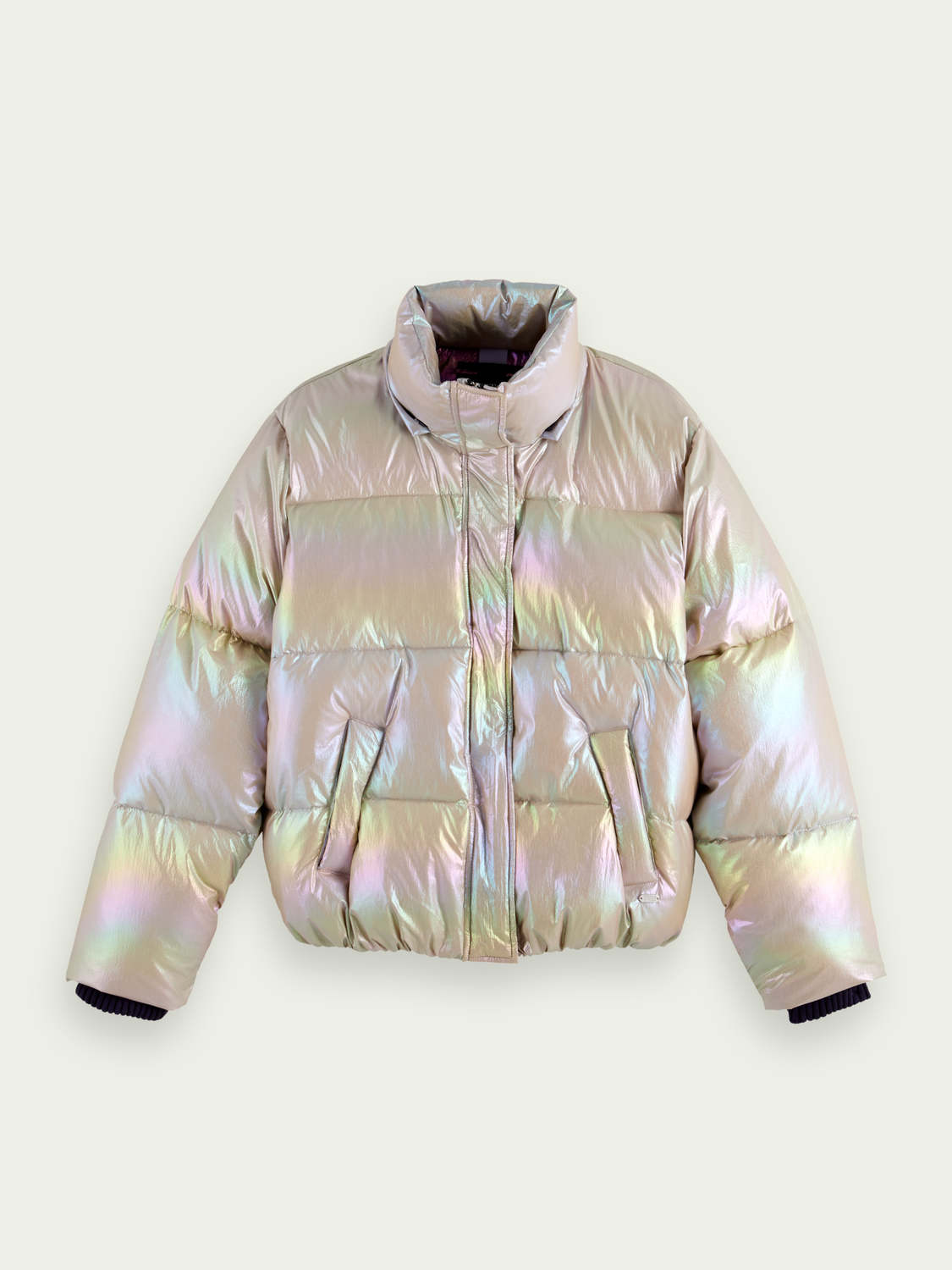 Scotch&Soda Water-repellent puffer jacket with removable hood in Silver Metallic Scotch&Soda Water-repellent puffer jacket with removable hood in Silver Metallic