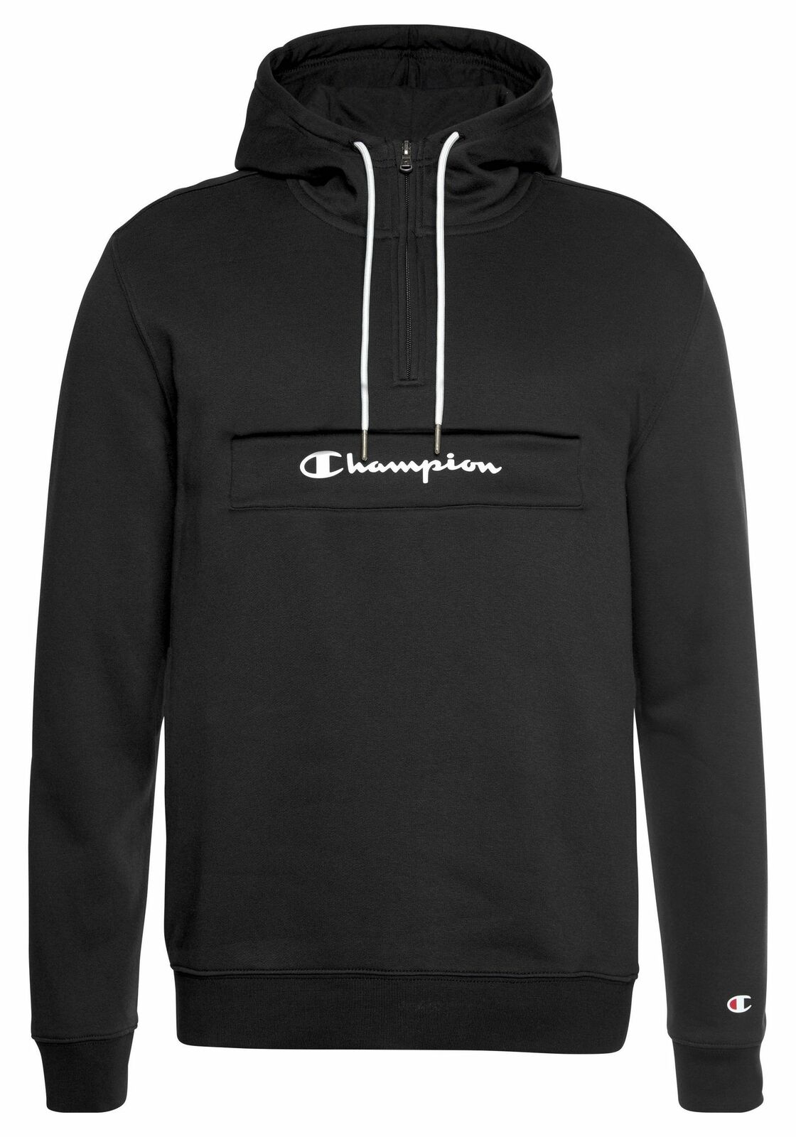 Champion Kapuzenpullover in schwarz mit Zipp und frontaler Eingrifftasche