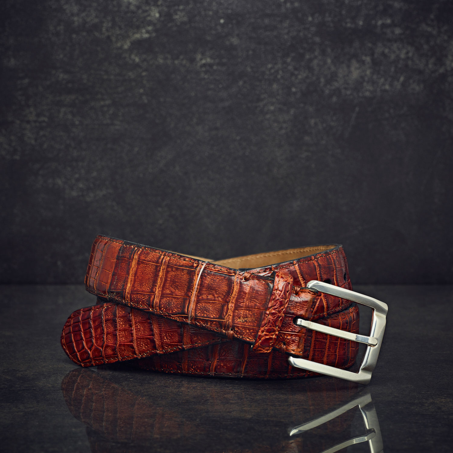 Fausto Colato Caimanleder-Gürtel Breite 3,0 cm braun