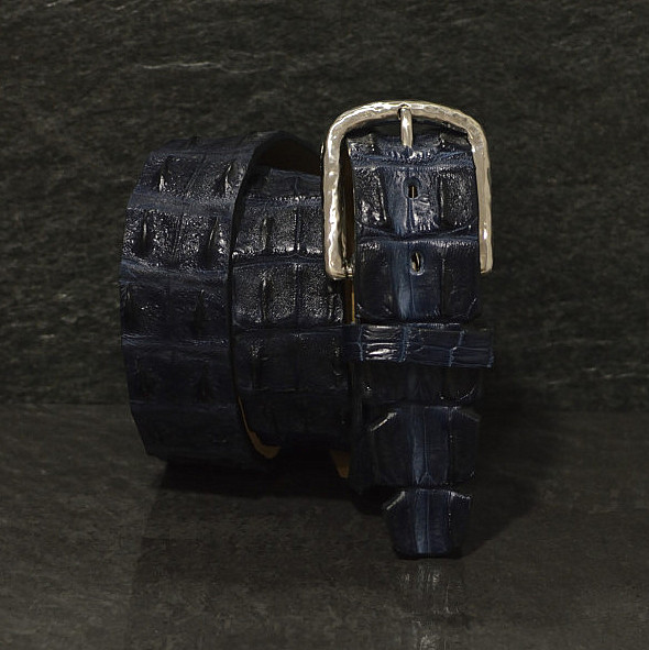 Ralph Gladen Krokodilleder-Gürtel Flosse Breite 4,0 cm in blau