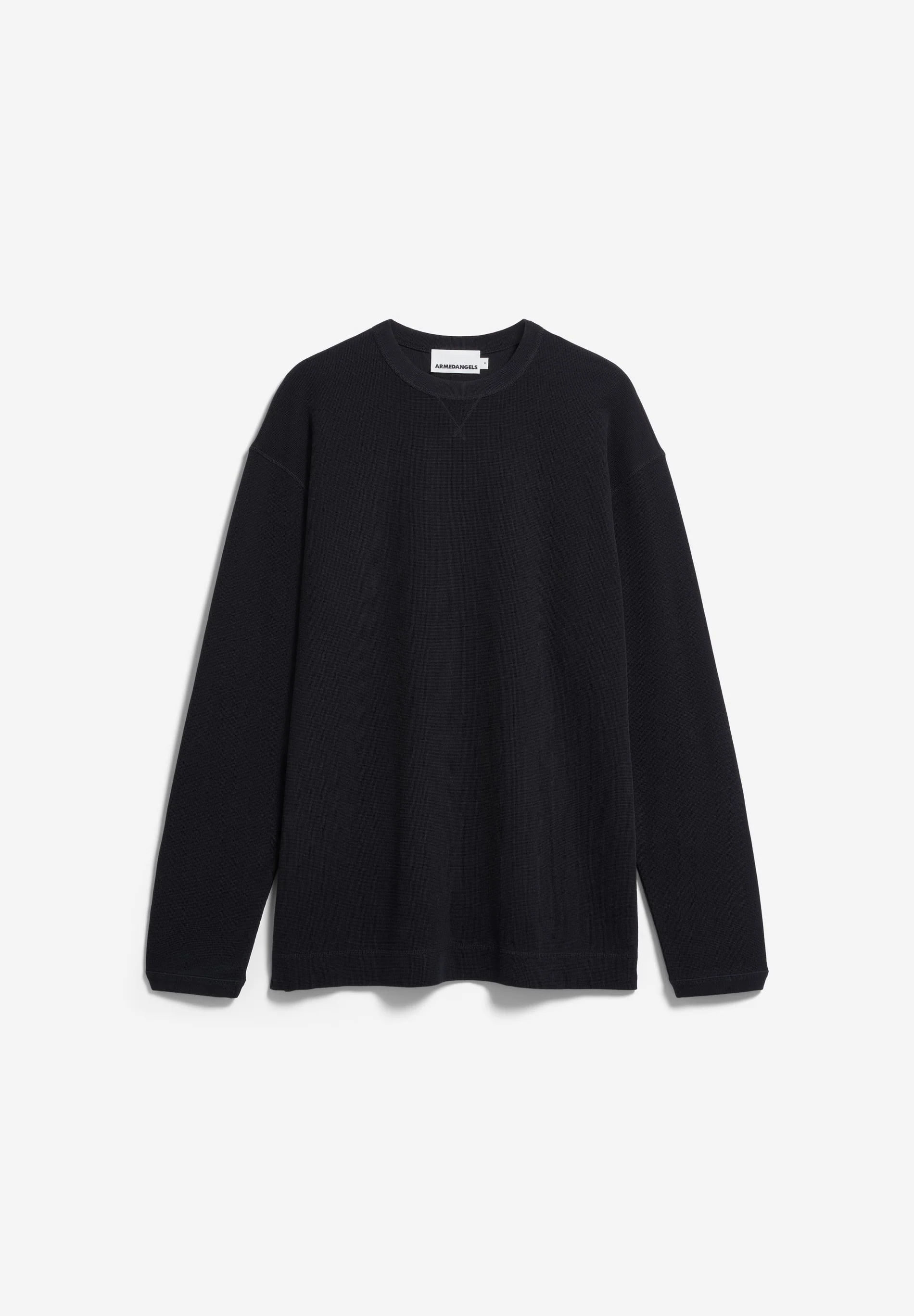 Armedangels MAARKOS WAFFLE LANGARMSHIRT 100% Bio-Baumwolle / Pullover in schwarz