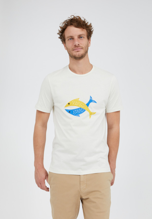 Armedangels JAAMES FISH T-Shirt aus 100% Bio-Baumwolle light linen Armedangels JAAMES FISH T-Shirt aus 100% Bio-Baumwolle light linen
