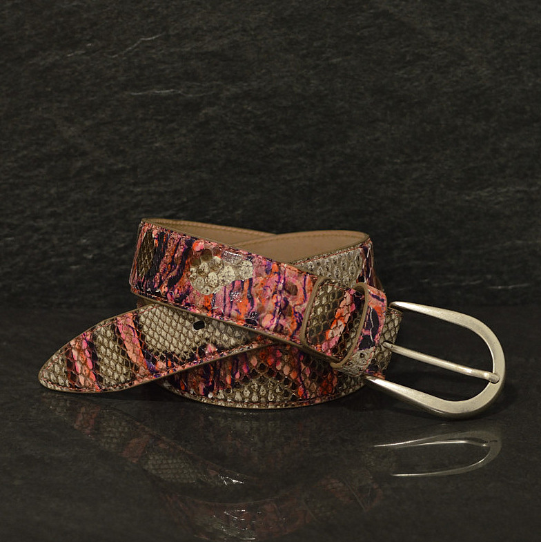 Ralph Gladen Schlangenledergürtel Python Breite 4,0cm Perlenspiel