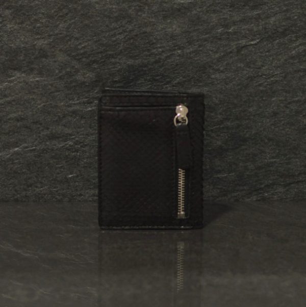 Fausto Colato Schlangenleder- Python Geldbörse mini Zip Wallet schwarz