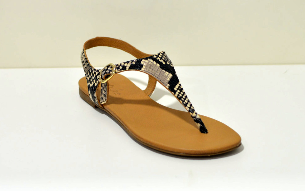 Tube Zehensandalen aus Leder in Python Snake / Sandale 