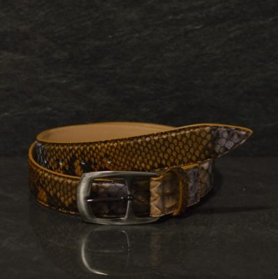 Ralph Gladen Schlangenledergürtel Python Breite 3,5cm in cognac / flieder