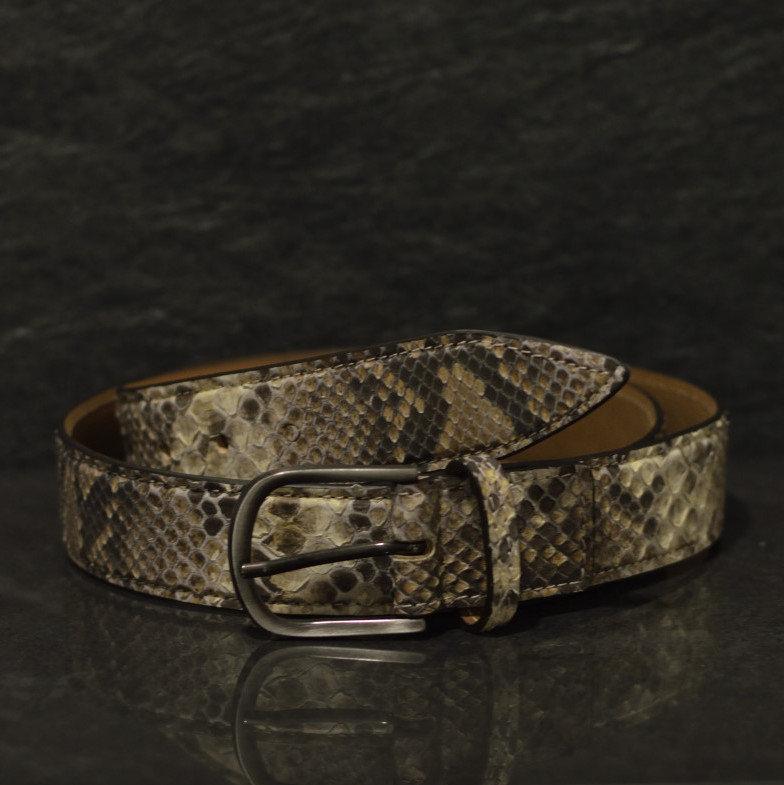 Ralph Gladen Schlangenledergürtel Python Breite 3,5cm in schlamm