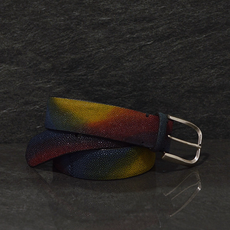 Fausto Colato Rochenleder Gürtel Galuchat 4,0cm razza mehrfarbig limited Edition