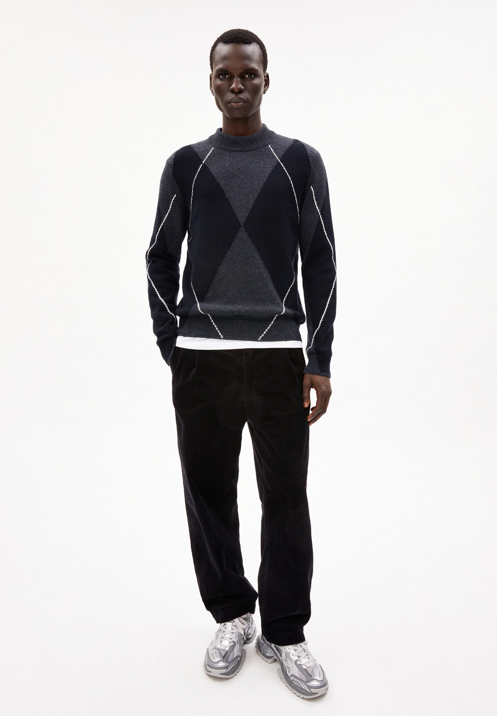 Armedangels AARGELIUS Pullover Regular Fit aus Bio-Woll Mix in steel melange-black-oatmilk