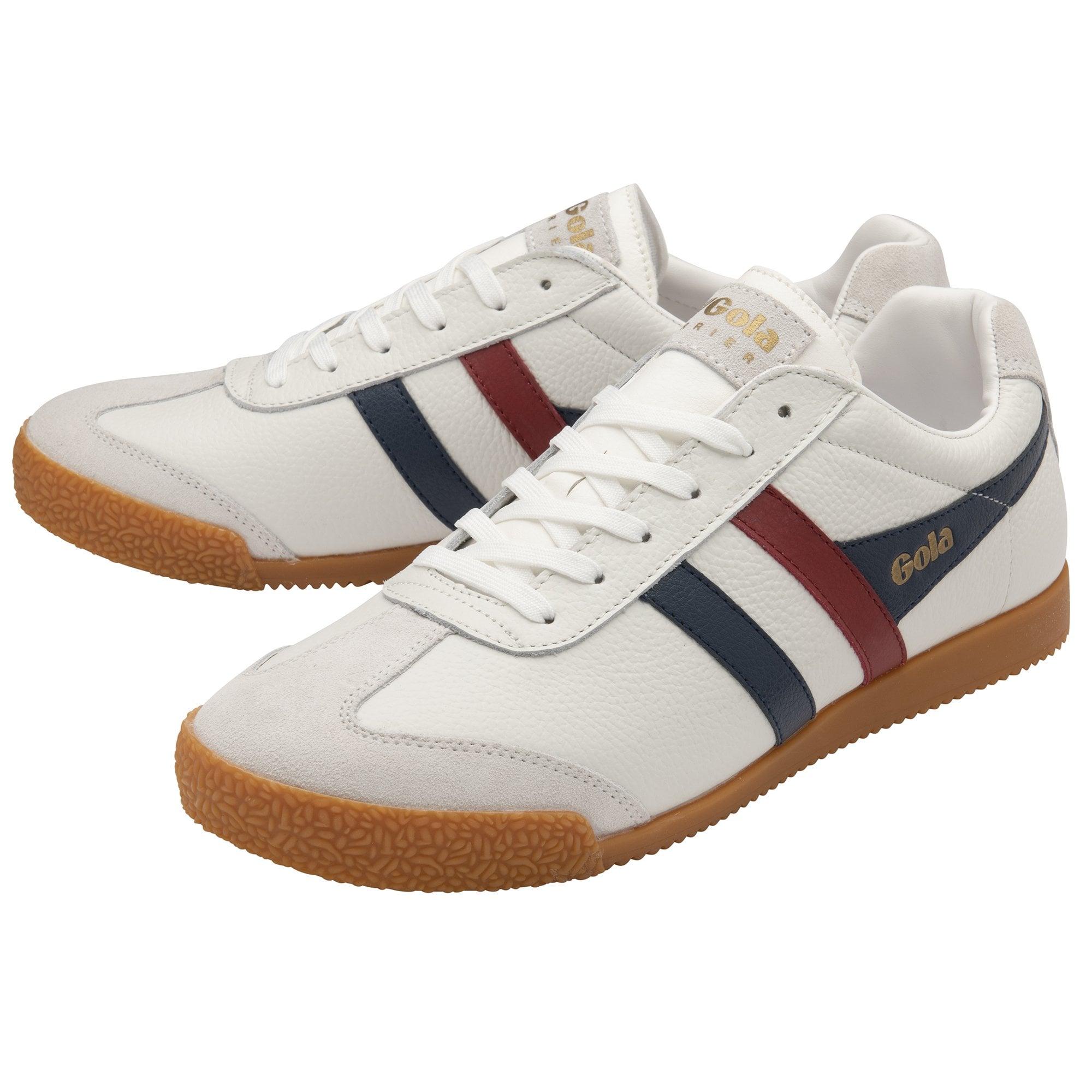 Gola Classics Sneaker Men's Harrier Leather Trainers in White/Navy/Red