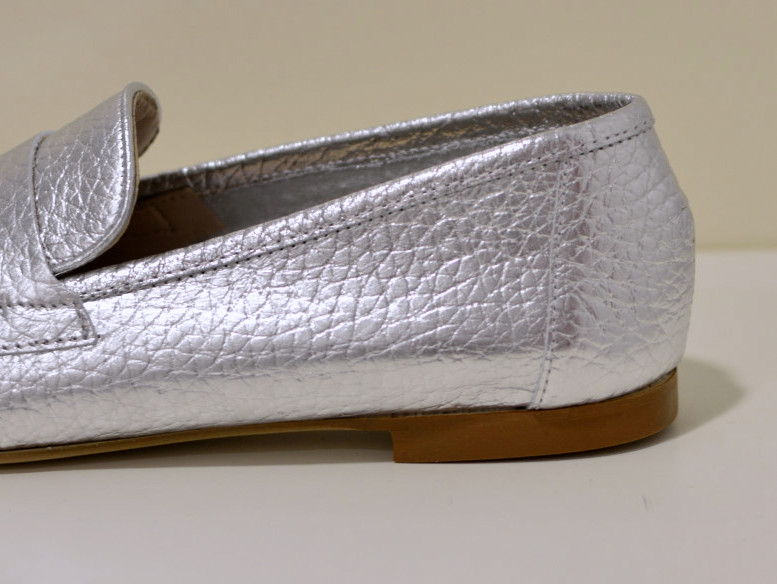 Gianluca Pisati Moccasins / Loafer Adele aus feinstem Kalbsleder  in silber / Bot Lam Argento 